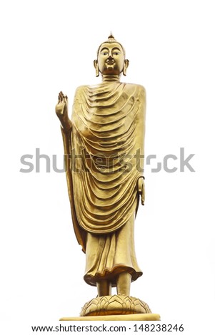 Buddha statue stand isolate on white