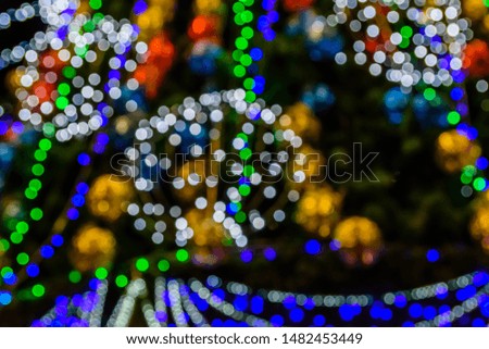 Defocused christmas lights and decorations for background
