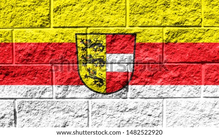 Flag of Carinthia close up painted on a cracked wall
