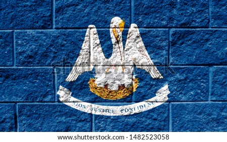 Flag State of Louisiana close up painted on a cracked wall