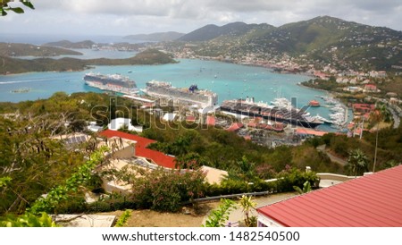 Scenic Saint Thomas, US Virgin Island views shot from cable car
