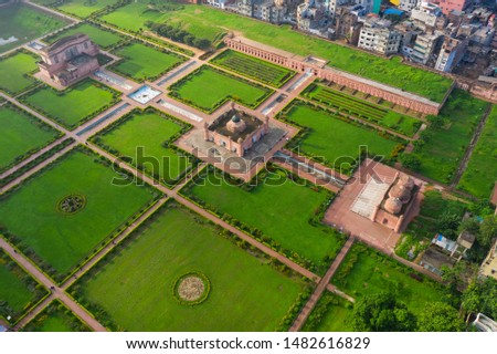 Aerial View of Old Dhaka City with Lalbagh Fort in the Center