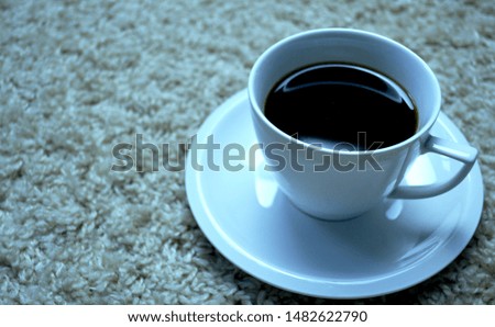 Beautiful morning, delicious coffee tea on a beautiful fleecy background, studio light ...