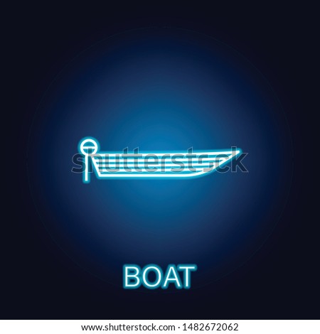 boat sea transport outline icon in neon style. Signs and symbols can be used for web, logo, mobile app, UI, UX