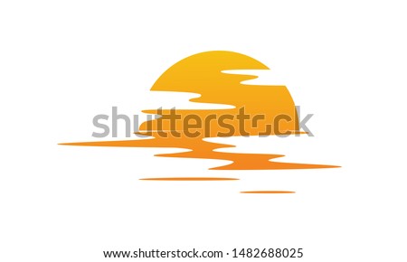 Sunset over sea. Sun reflected in the water. Royalty-Free Stock Photo #1482688025
