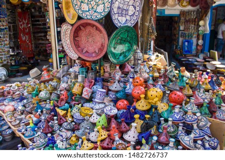 Colors everywhere. A photo taken in some shops of the beautiful city Chefchaouen in Morocco.