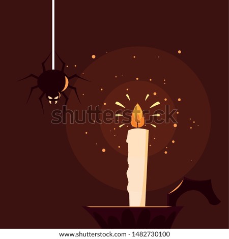 halloween candle light with spider