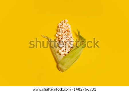 Popcorn and maize. Creative concept