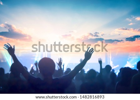 church concept: worship and praise Royalty-Free Stock Photo #1482816893