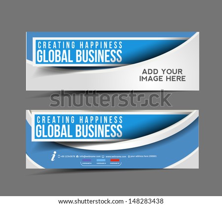 Set Of Modern Global Business Design Banner Template
