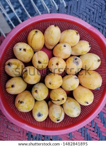 Chaunsa Mango in The Red Bucket Royalty-Free Stock Photo #1482841895