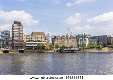 View of London skyline on Thames River. London, UK