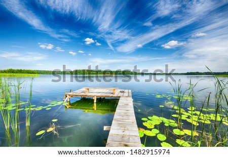 Beautiful summer day on masuria lake district in Poland Royalty-Free Stock Photo #1482915974