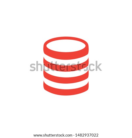 Coin Red Icon On White Background. Red Flat Style Vector Illustration