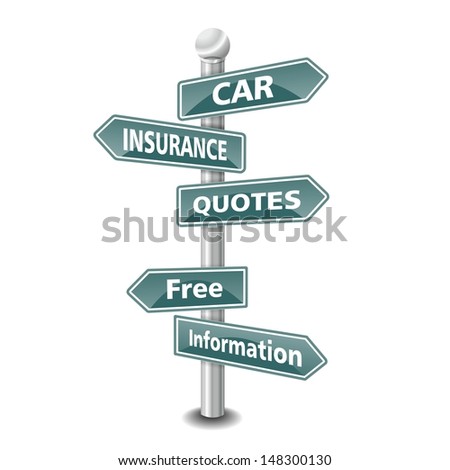 the words CAR INSURANCE QUOTES icon designed as green road signpost - NEW TOP TREND 