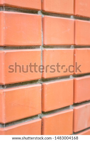 Red brick background.  New wall.  Close-up shot at an angle.