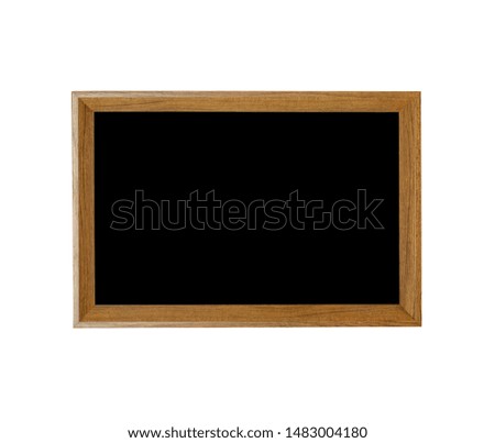 Black picture in wooden square frame isolated on white background.have space for put text and picture.