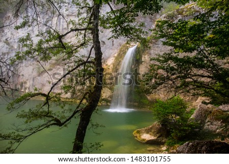 Ilıca waterfall in Pınarbası district of Kastamonu is worth seeing. Royalty-Free Stock Photo #1483101755