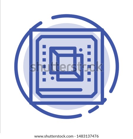 Chip, Computer, Cpu, Hardware, Processor Blue Dotted Line Line Icon