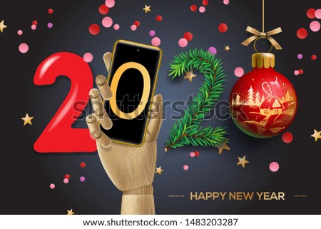 2020 Happy New Year background. Vector illustration