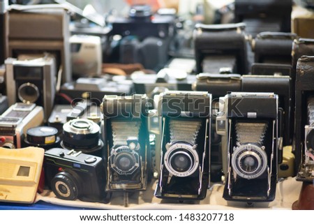Group of Old vintage photo camera set