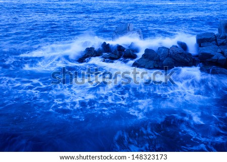 waves and rocks, long exposure