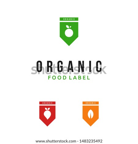 an organic food label with fruit and vegetable inside it in negative space