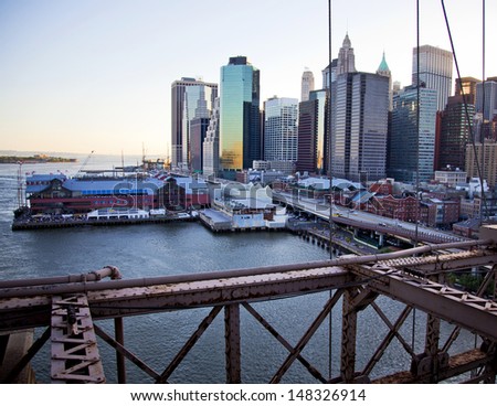Lower Manhattan from the Brooklyn Bridge in new York