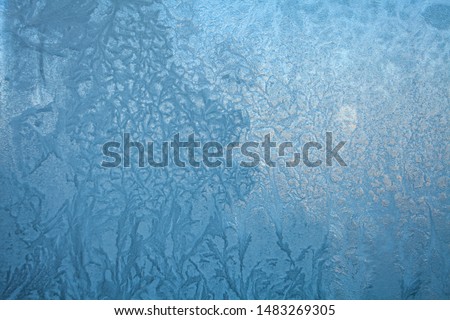 beautiful winter texture patterns of frost on the window