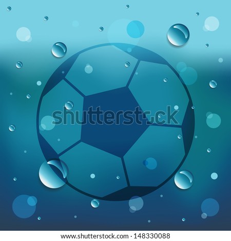 Football on glass and water drop.Vector EPS10