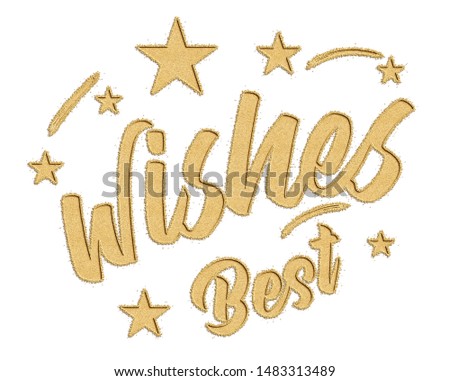 Best Wishes engrave natural sand beach isolated background