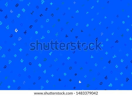 Light BLUE vector template with isolated letters. Colored alphabet signs with gradient on white background. Pattern for booklets, leaflets of education.