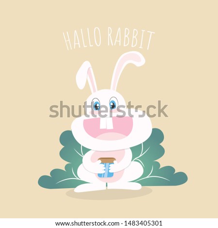 Vector with Rabbit holding bottle on tree