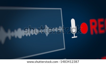 Audio Spectrum with REC (Record) Symbol on Screen Monitor
 Royalty-Free Stock Photo #1483412387