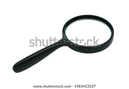 plastic black color magnifying glass for zoom object or reading.Isolated on white background with clipping path