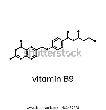 Folic acid or vitamin b9 chemical formula Royalty-Free Stock Photo #1483439228