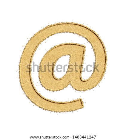 E-mail sign natural sand beach isolated background