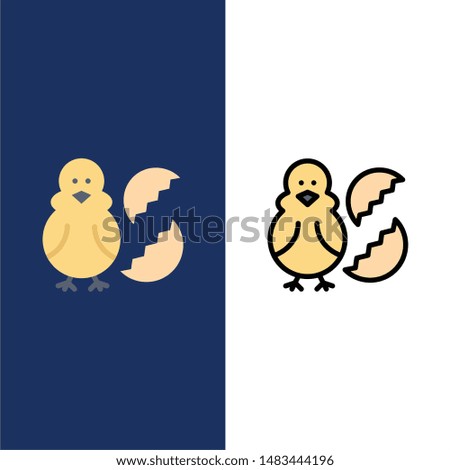 Egg, Chicken, Easter, Baby, Happy  Icons. Flat and Line Filled Icon Set Vector Blue Background