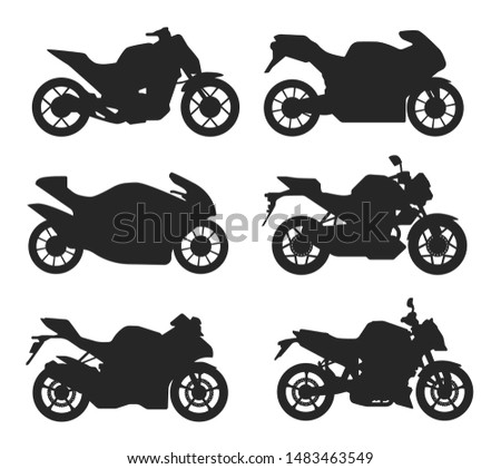 Motorcycle Icon Vector Logo Template. Flat style. Side view, profile. 