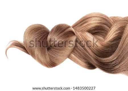 Brown hair in shape of heart isolated on a white background Royalty-Free Stock Photo #1483500227