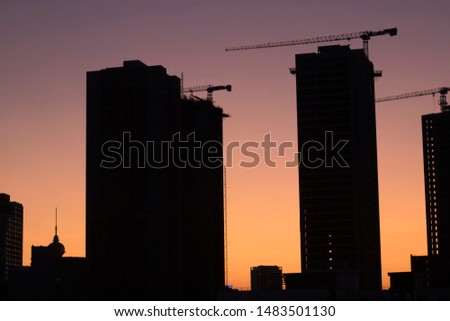 Silhouette of construction site stock photo