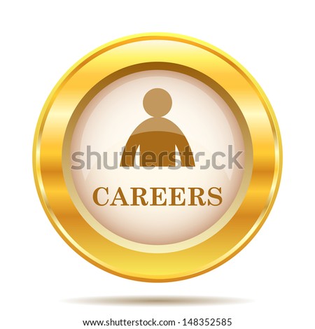 Round glossy icon with brown design on gold background