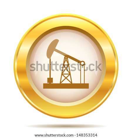 Round glossy icon with brown design on gold background