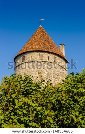 Tower of the City defensive wall, Old Town of Tallinn, Estonia