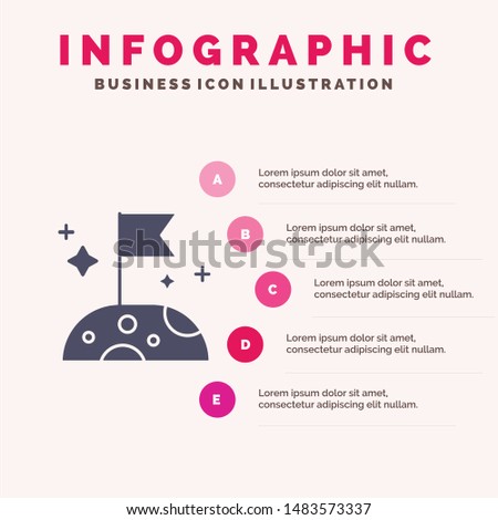 Moon, Slow, Space Solid Icon Infographics 5 Steps Presentation Background