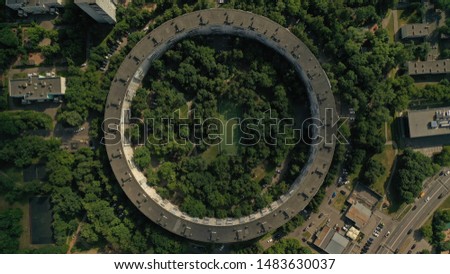 One of two round houses in Moscow, aerial shot