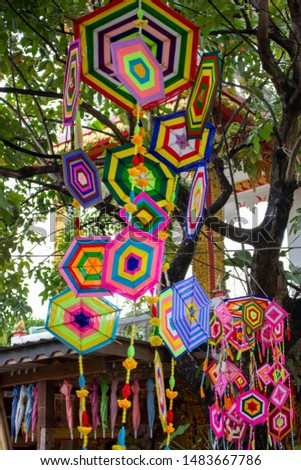 Colorful hanging fabric in thai