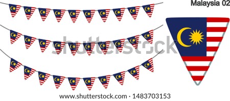 Malaysia Bunting Flags Isolated on white Background. vector illustration.