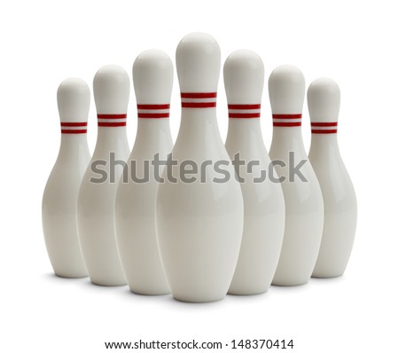 Group of Bowling Pins Isolated on White Background.