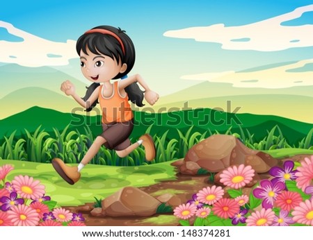Illustration of a young girl running hurriedly